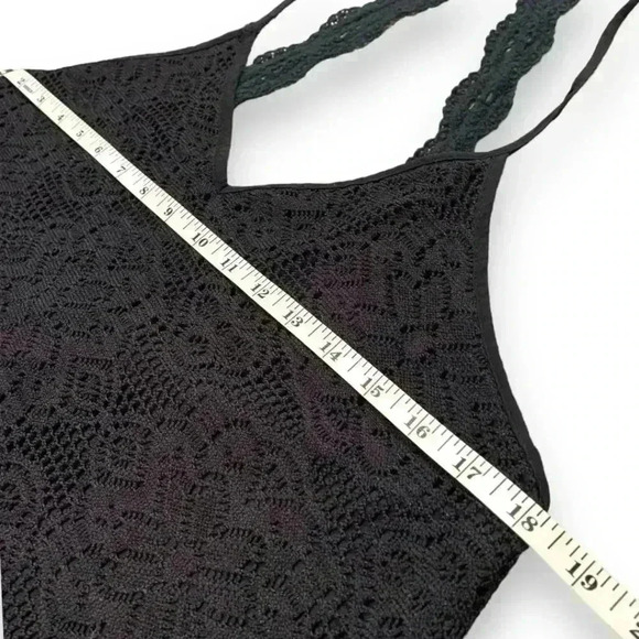 Umgee Women's Medium Black Floral Lace Ruffled Hem Back Detail Sundress - Picture 14 of 16